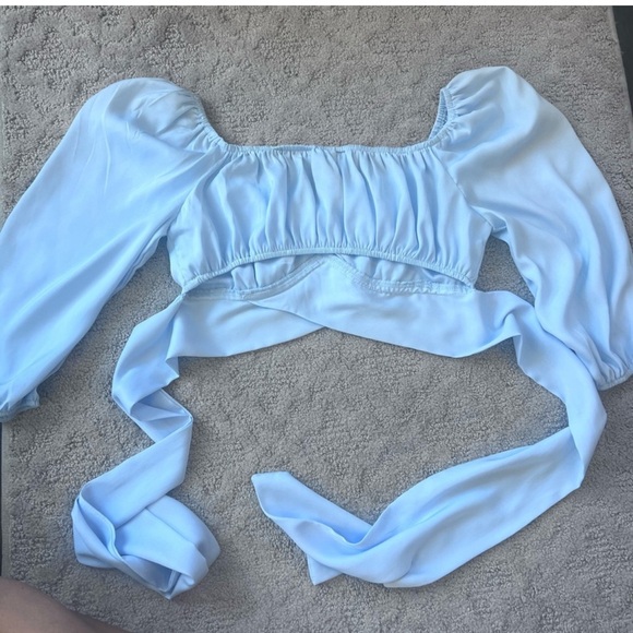 Musette Light Blue Tie back Crop Top - Picture 7 of 7